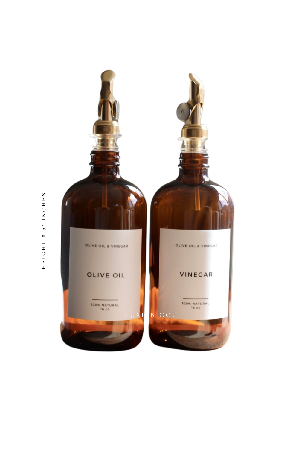 Olive & Vinegar Glass Amber Bottles