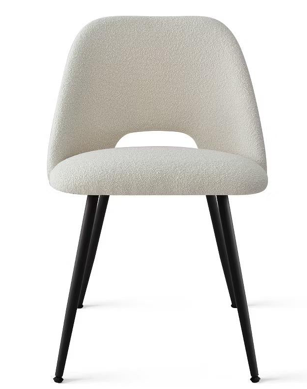 Set Of 4 Boucle Ivory Dining Chairs