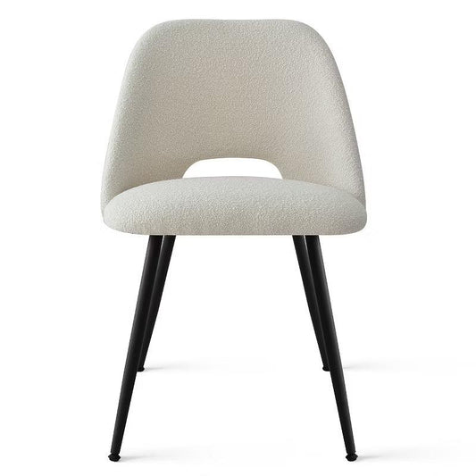 Set Of 4 Boucle Ivory Dining Chairs