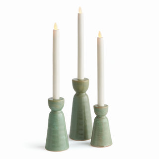 Libbey Taper Holders, set of 3, Green