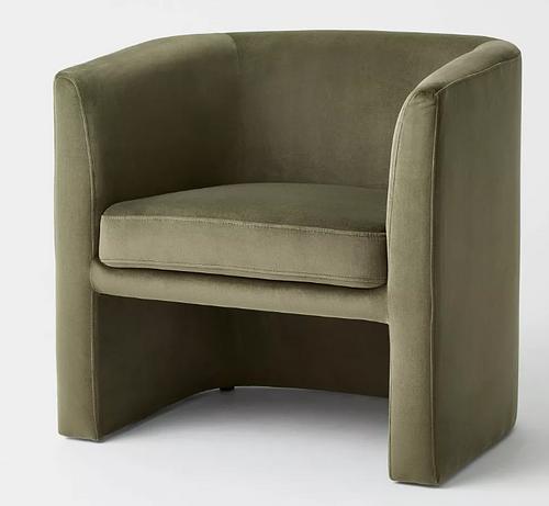 Green Velvet Barrel Chair