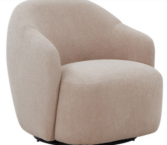 Oatmeal Boucle Swivel Chair