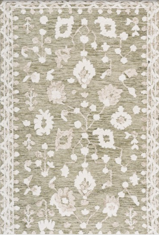 Green Floral Tufted Rug