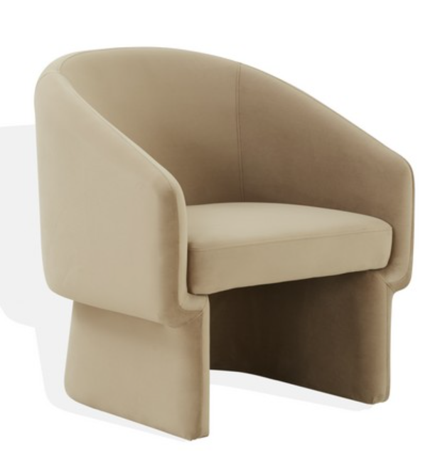 Camel Velvet Barrel Chair