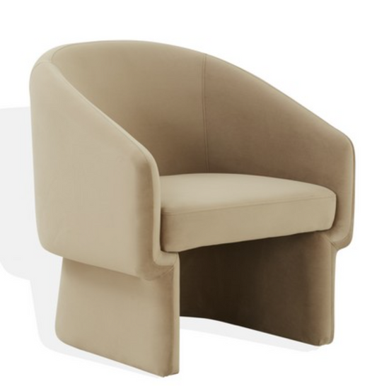 Camel Velvet Barrel Chair