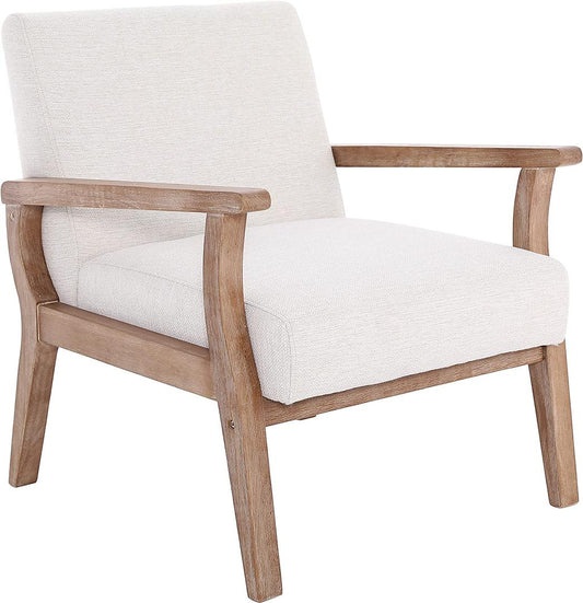 Wooden Frame Ivory Arm Chair