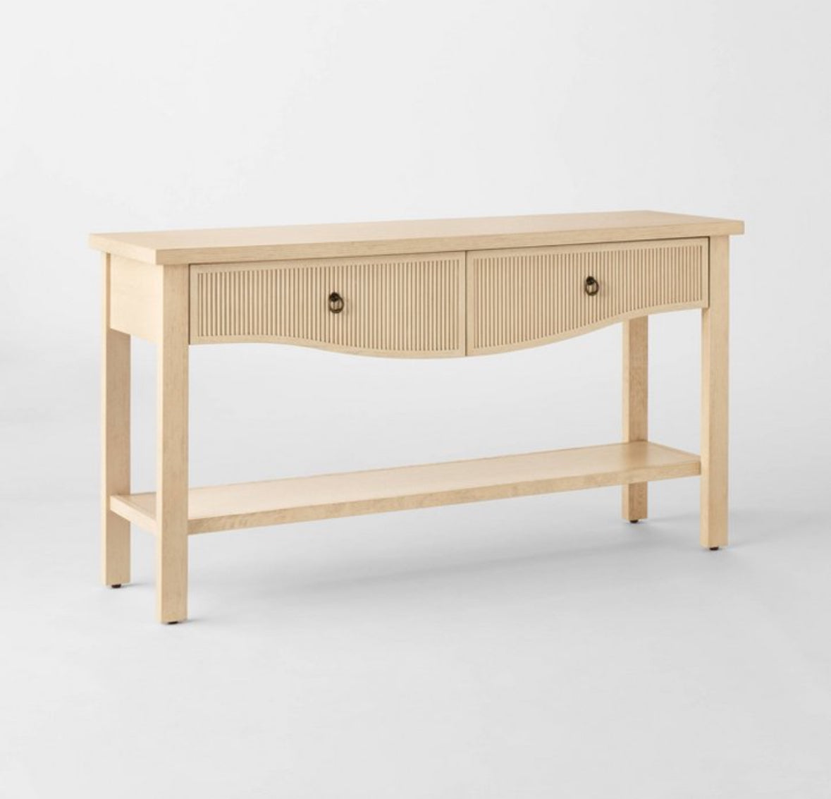 60" Reeded Light Oak Console Table