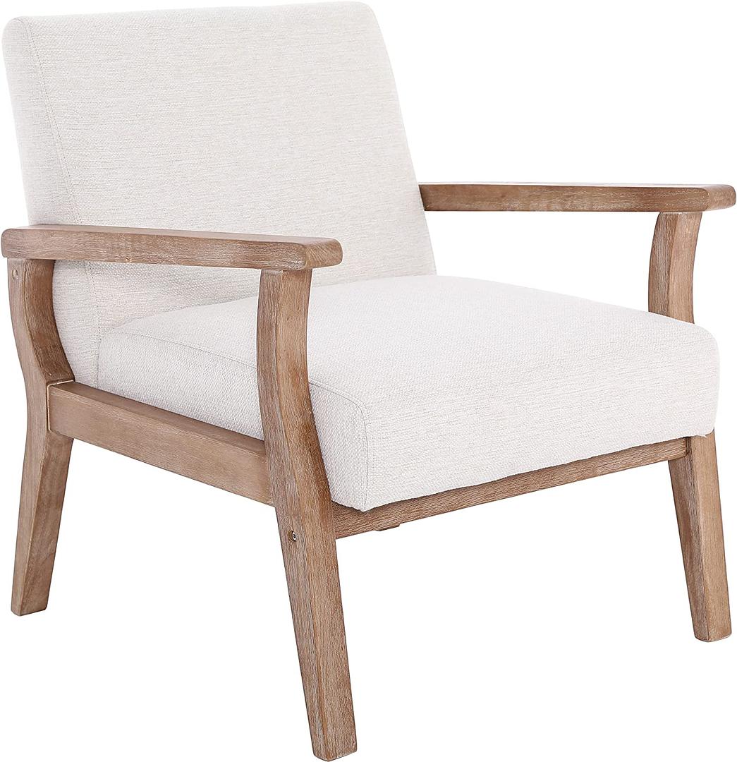 Wooden Frame Ivory Arm Chair